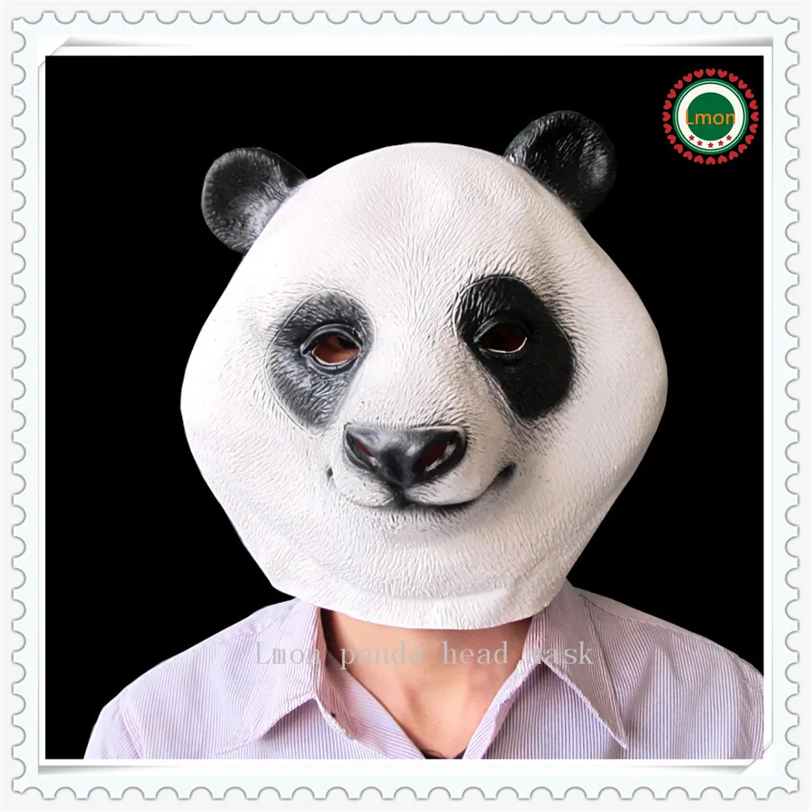 

Hot Sale Halloween Costume Prop Adult Latex Party Masks Panda Head Natural Silicone Rubber Cosplay Fancy Dress Animal Face Mask
