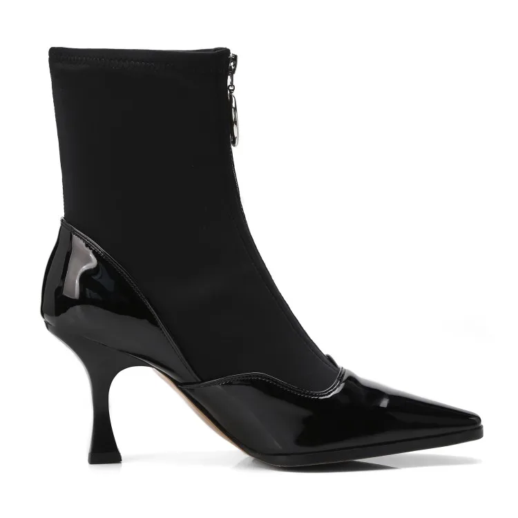 Otoño Punta Negro Martin Bajo Pantorrilla Mljuese Black Vaca Botas Mediados Mujeres Cremallera Color Primavera Estrecha 2019 De Tacón Cuero wqxqTZPv6