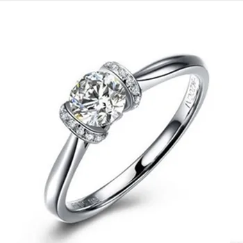 

14K Solid Gold Marriage Ring for Women 0.5CT SONA Simulate Diamond Female White Gold Engagement Jewellery Lovely 14K Lady Gift
