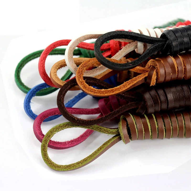 XXH 1 Pair 10 color  Length 60CM-200CM Genuine Cowhide Square Shoelaces Boat Doug Shoes Shoelaces Retro Leather Boots Shoestring