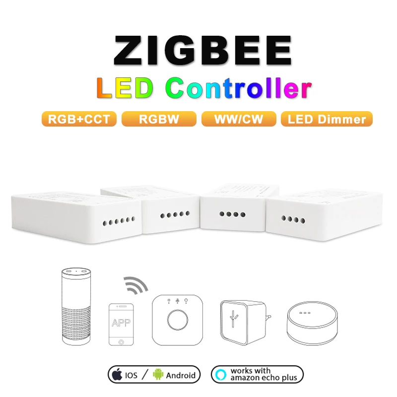ZIGBEE Led Controller Dimmer RGB+CCT WW/CW Zigbee Controller Zll App Controller RGBW RGB LED DC12-24V LED Strip Controller