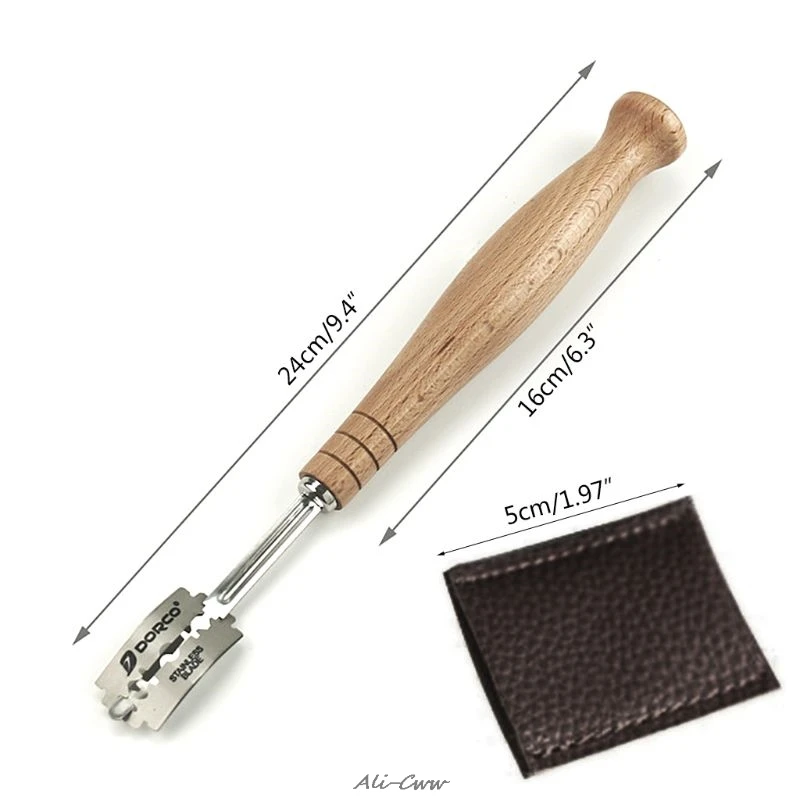 Специальный изогнутый дугой нож для хлеба с деревянной ручкой 5 шт. сменные лезвия Западный багет для резки французского бублика для тостов