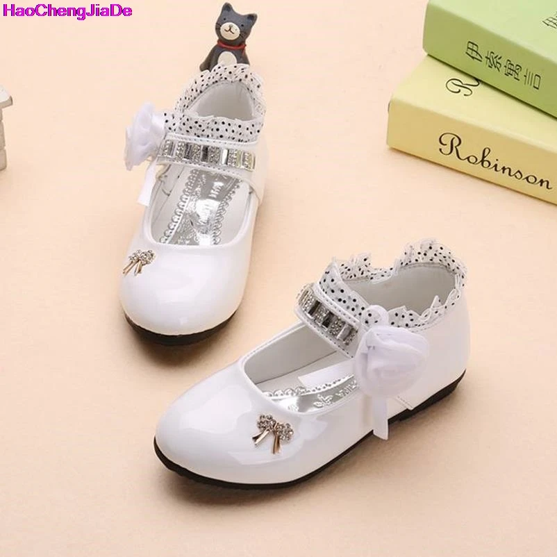 

HaoChengJiaDe Children's Shoes Girls Princess Flower Party Kids Girls Leather Shoes Princess Shoes For Kids Dress Hot Size 26-36