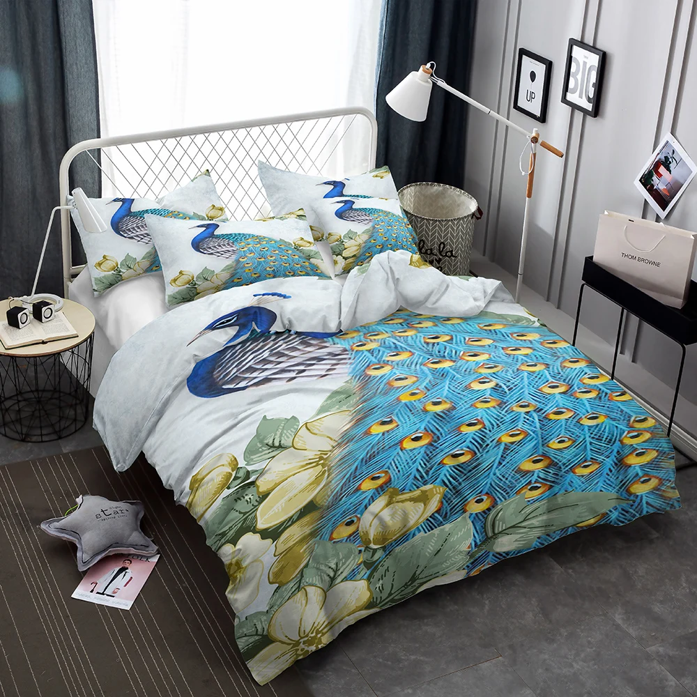 Us 19 68 52 Off 3d Carton Animal Elk Peacock Bedding Set Mandala Quilt Cover Peace Design Bed Set Bohemian Mini Van Bedclothes 2 3pcs Be1172 In