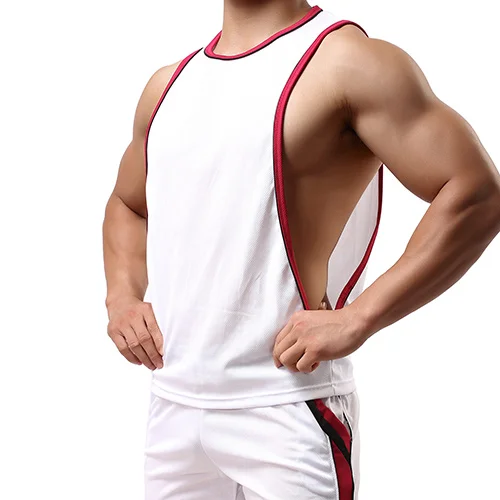 Aimpact Men's Vigor Tank Tops Fitness Bodybuiding Clothing Low Cut Side Arm Holes Mesh Activewear Summer Vest Tank Tops SXB051 - Цвет: White