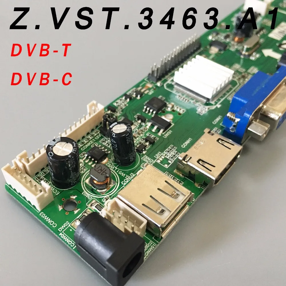 Z. VST.3463.A1 V56 V59 Универсальный ЖК-драйвер Плата Поддержка DVB-T2 ТВ плата+ 7 ключ переключатель+ ИК+ 1 лампа Инвертор+ LVDS