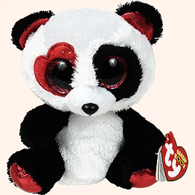 pyoopeo ty beanie boos 6 15cm valentina the panda bear plush