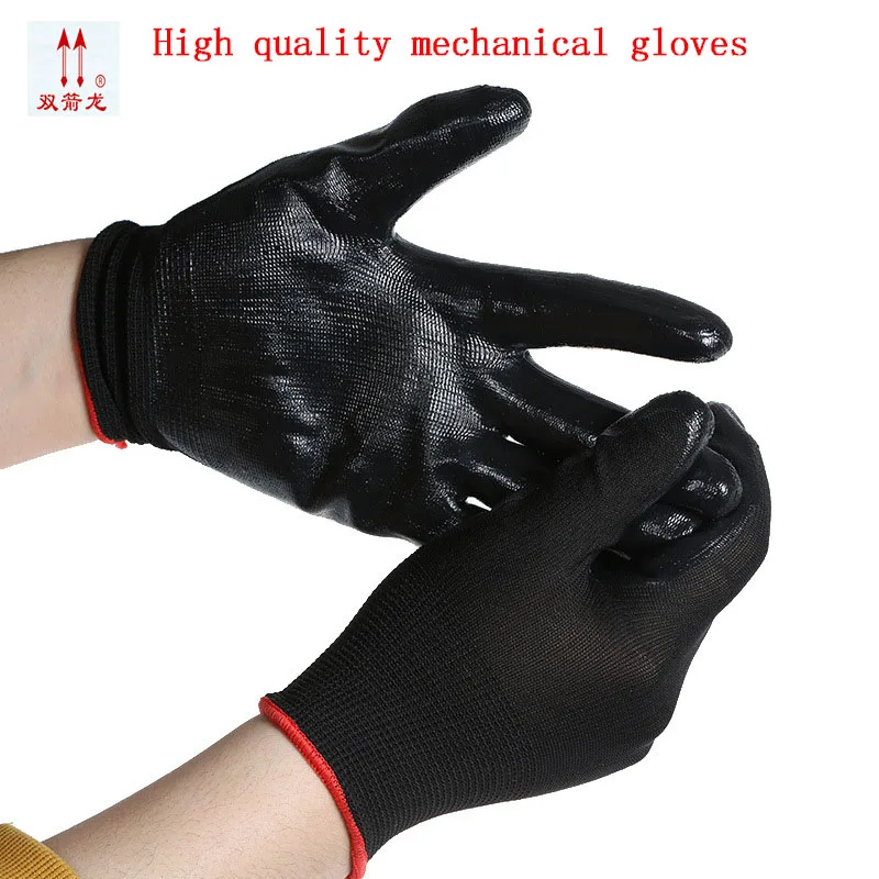 2022 new black nitrile glove mechanic gloves work super wear resistant
