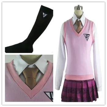 Anime Danganronpa V3 Akamatsu kaede Cosplay Costume Uniform & Wig 3