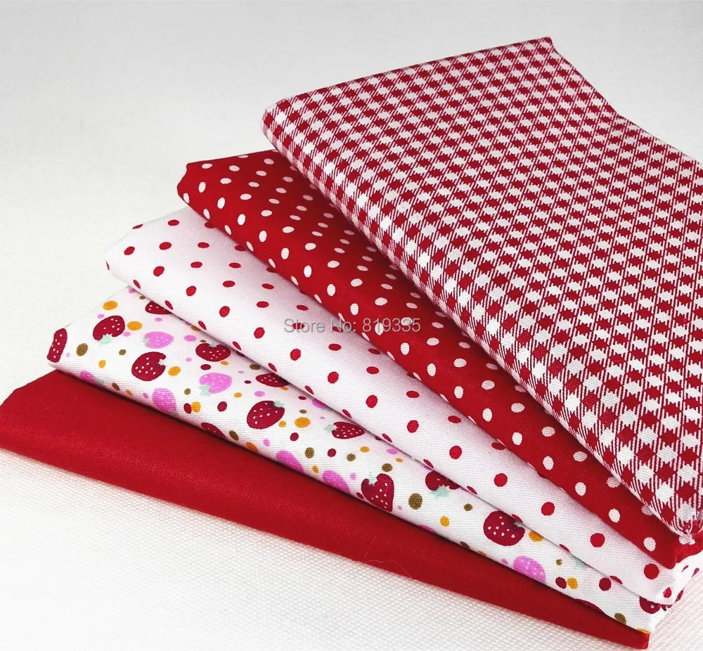 

5 PCS 40CM*50CM Red dot 100% cotton doll cloth tissue DIY twill fabric patchwork quilting fabric for baby craft sewing tecidos