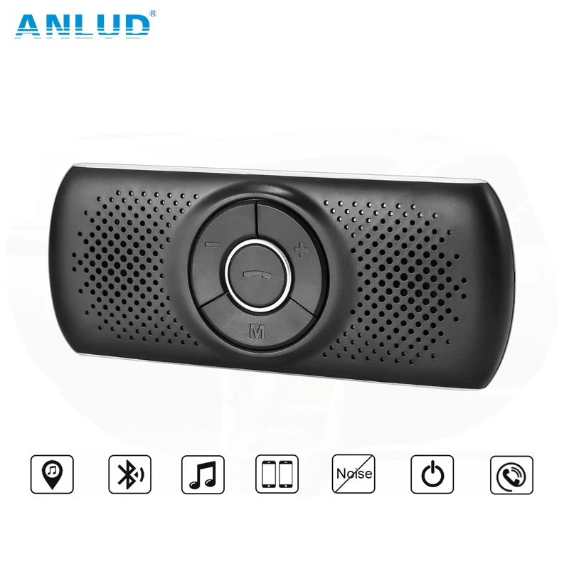 

ANLUD Sunvisor Bluetooth Car Kit Handsfree Audio Music Transmitter Player Multi function Car Speakerphone Connect With 2 Phones