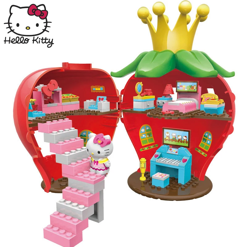 Hello kitty миниатюрный дом Монтессори Малыш игрушка Радуга Красочные Строительные