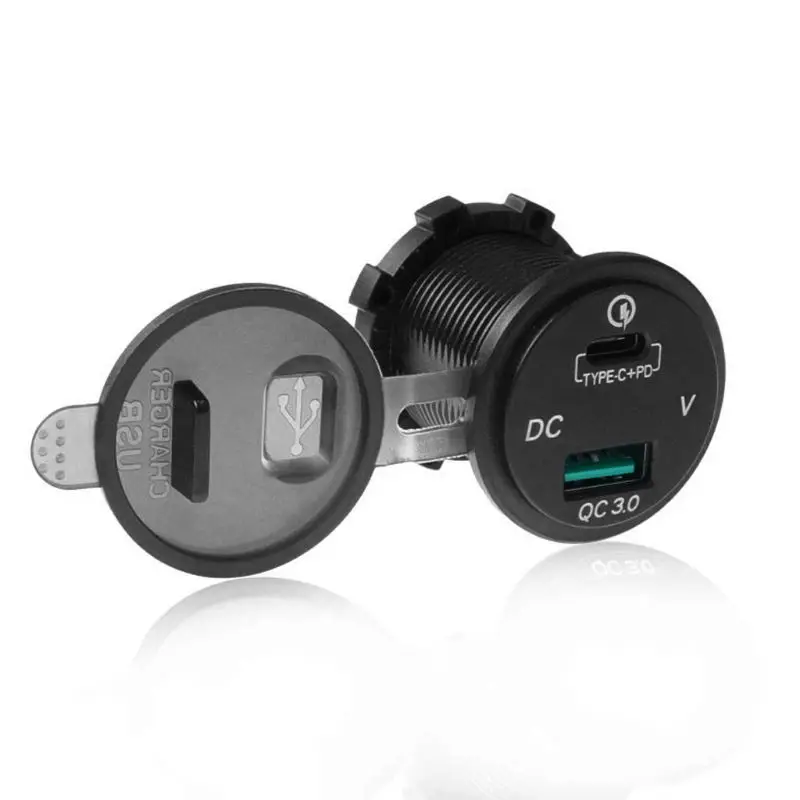 Водонепроницаемый 12 V 24 V Тип C PD КК 3,0 USB Автомобильное зарядное устройство со светодиодом вольтметр Мощность адаптер для смарт-телефонов и п... Водонепроницаемый 12 V 24 V Тип C PD КК 3,0 USB Автомобильное зарядное устройство со светодиодом вольтметр Мощность адаптер для смарт-телефонов и п...