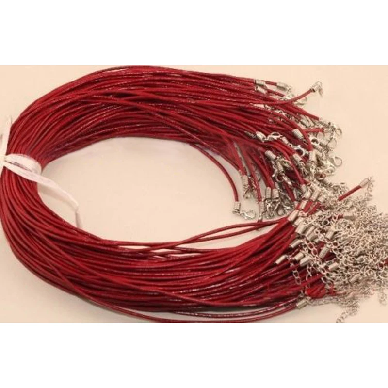 10pcs/lot Vintage DIY Chains Pendant Necklace Shellhard Fashion Leather Cord Necklace Rope Chain with Lobster Clasp Jewelry