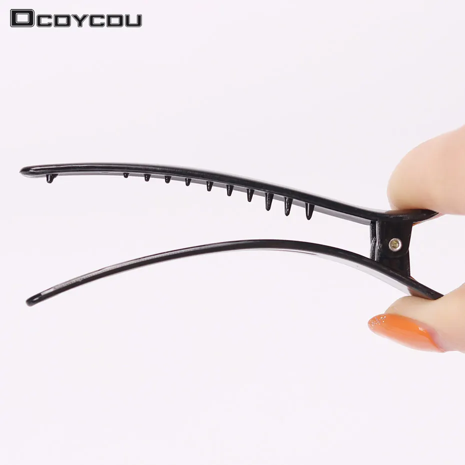 10PCS Professional Hairdressing Salon Hairpins Black Plastic Single Prong DIY Alligator Hair Clip Hair Care Styling Tools