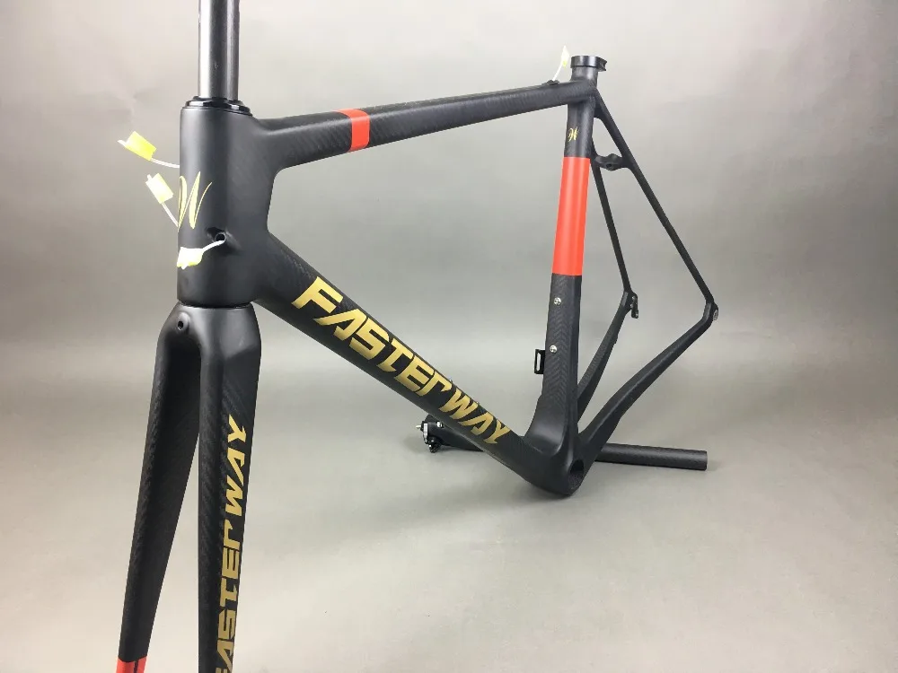 Best classic design FASTERWAY PRO full black with no logo carbon road bike frameset:carbon Frame+Seatpost+Fork+Clamp+Headset,free ems 107