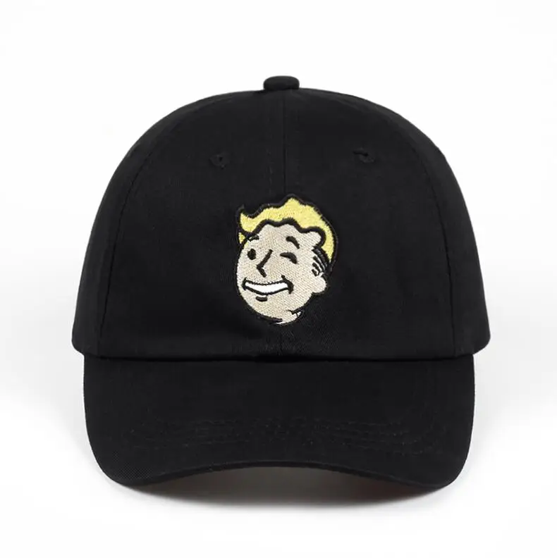 Бейсбольная кепка из хлопка с Пип бой, кепка Fallout Shelter для папы, бейсболка с вышивкой для мальчиков и женщин - Цвет: Черный