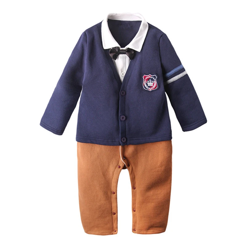 

Baby Boys Rompers Newborn Cotton Long Sleeve Jumpsuit Autumn Kids Infant Toddler Little Boy England Preppy Style Outfit