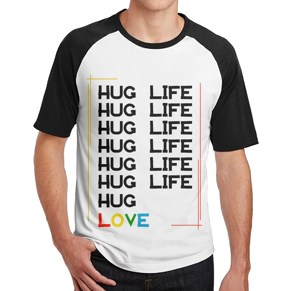 Hug Life Easy Style Free Love Classic tee shirt man 3/4 Sleeve Raglan Funny | Мужская одежда