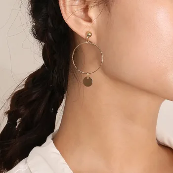 

Ingemark Simple Korean Style Round Circle Earrings for Women Hollow Geometric Sequin Dangle Earrings Pendientes Fashion Jewelry