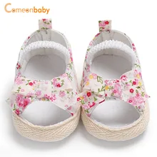 Летние сандалии для девочек с бантом; хлопковые удобные мягкие кроссовки; модные сандалии для новорожденных