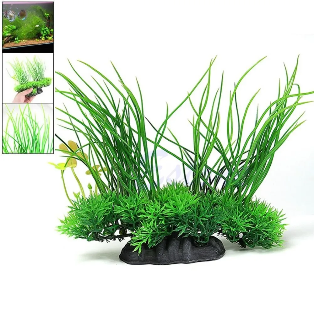 

8" Green Artificial Plastic Plant Water Grass Aquarium Decor Fish Tank Ornament