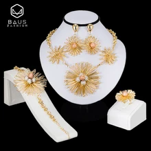 BAUS, африканские Ювелирные наборы, Дубай, золотой цвет, большие нигерийские Ювелирные наборы,, свадебный ювелирный набор из бисера, женский костюм