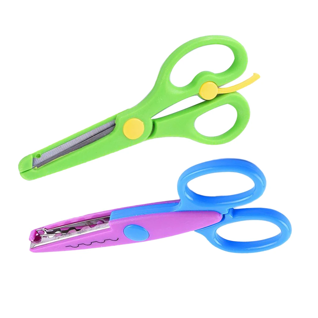 2pcs Scissors Kids Craft Protective Left Hand Scissors Tools for Student Paper Cutting