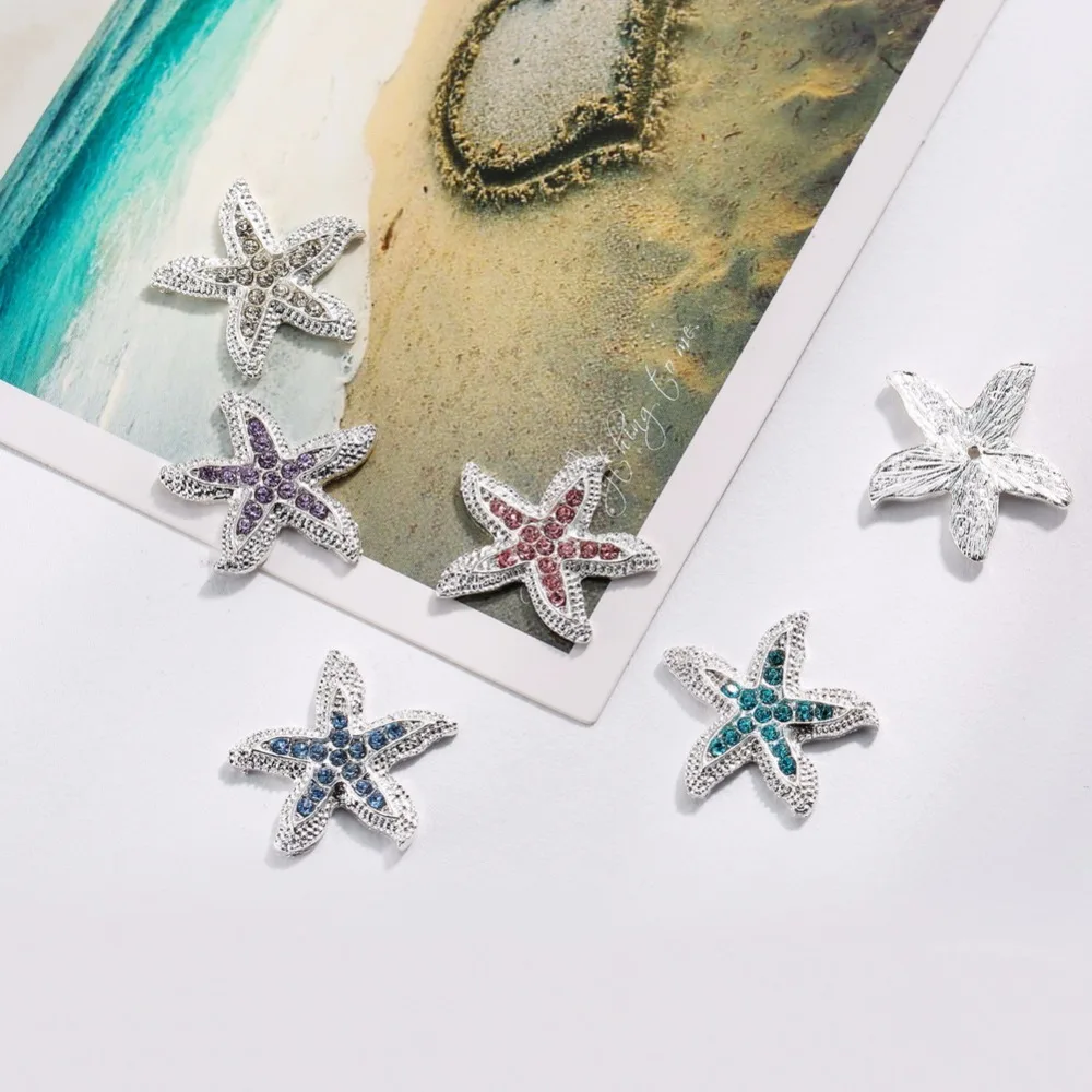 

Rhinestone button 23mm Invitation Embellishment for DIY crafts starfish decorative accessories 100PCS/lot(BTN-5399)