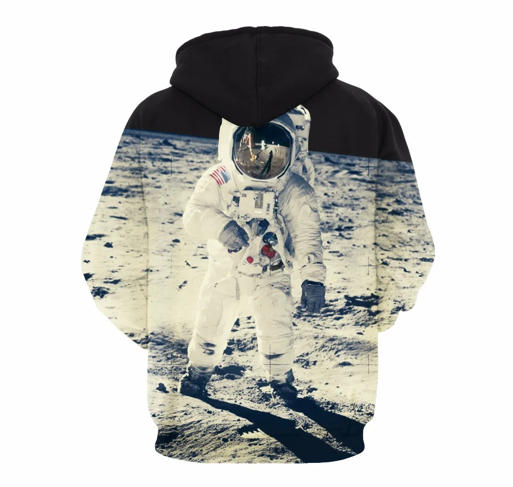 Men Women 3D Sweatshirt Print Hoody Pullovers Astronauts On The Moon Hoodies 