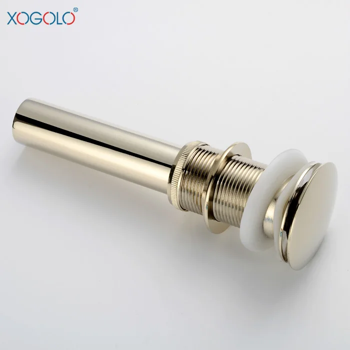 

Xogolo Bathroom Pop-up Waste, Solid Copper Polished Gold, Sink Drain Stopper with Overflow, Basin Drainer Nozzle Belt Bounce