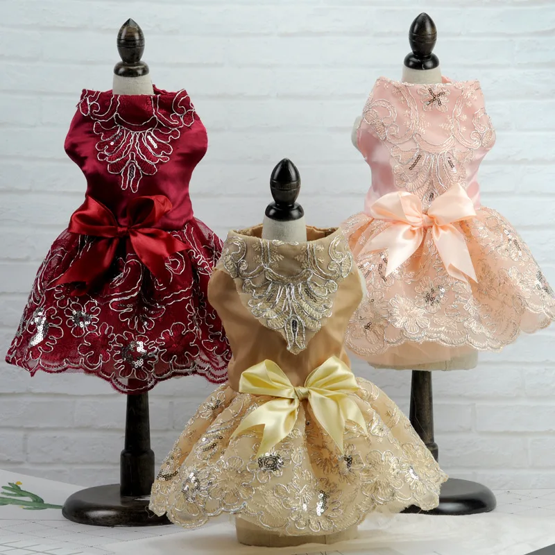 Summer Pet Dog Wedding Dress Party Dog Clothes Formal Dress Princess