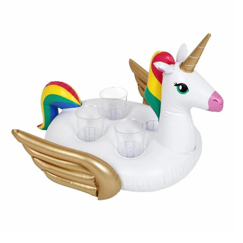

2019 New 4 Hole Unicorn Beverage boat Inflatable Cup Holder Pool Float Coasters Cola For Adults Children Beach Water Toys