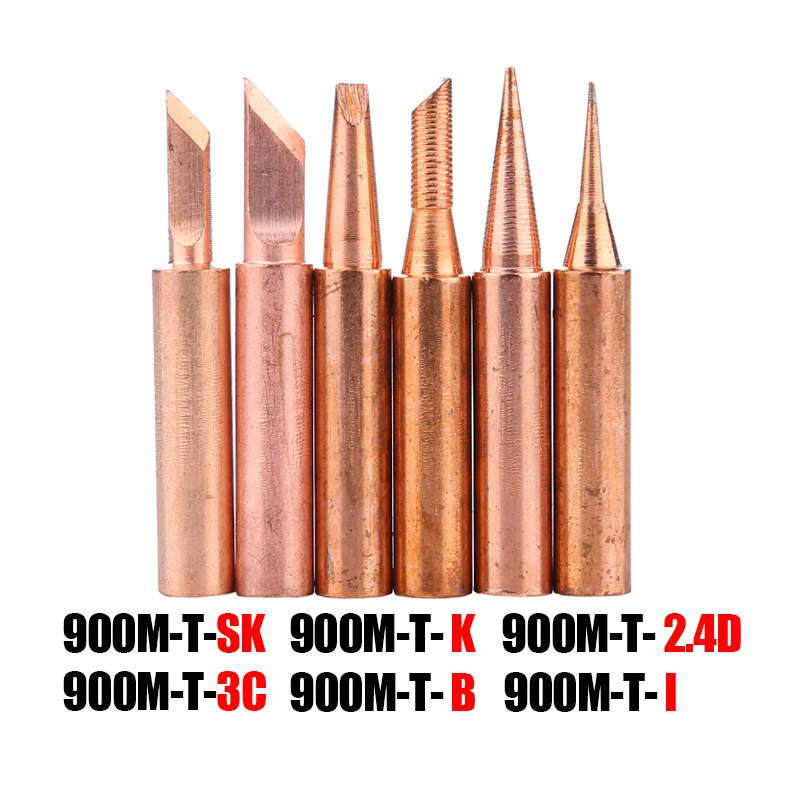 6Pcs/lot Pure Copper Soldering Iron Tip 900M T Lead free Welding Head