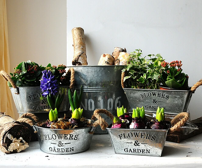 1pc Home decor Metal Flower Pots Planters irregular fashion pot brief