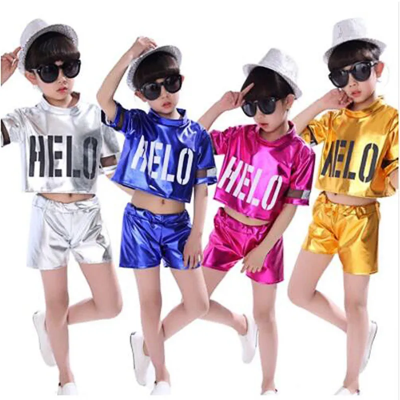 

Children Jazz Dance Costume 2018 New Sequined Student Cheerleading Performance Boys Girls Modern Dance Hiphop Clothing 100-160cm