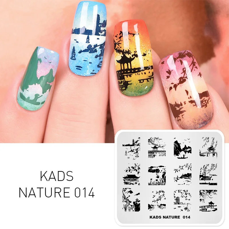 Nature 014 KADS стемпинг Новое поступлениепластины для стемпинга штамп для стемпинга бабочка олень птица солнце луна образ стемпинг для ног - Цвет: Nature 014