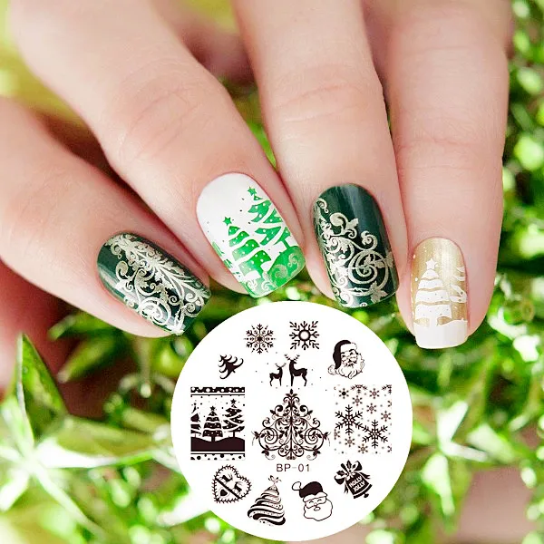 1 Pc Christmas XMAS Snowflake Heart Nail Art Stamp Stamping Template Plate BORN PRETTY Nail Stamping Plate  #01 Nail Tool