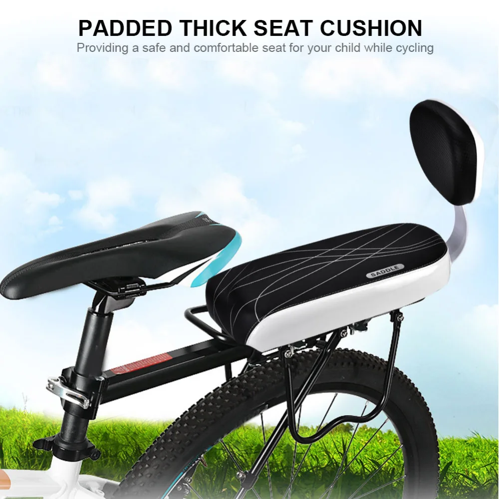 

Bicycle Rear Seat Comfortable Safety Children Kid Back Seat Cushion for Bike with Armrest Feet Pedals Footrest Bike Saddle