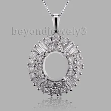 Роскошная подвеска в виде багета принцессы с бриллиантами с полукреплением для камня из белого золота 18 карат SR002