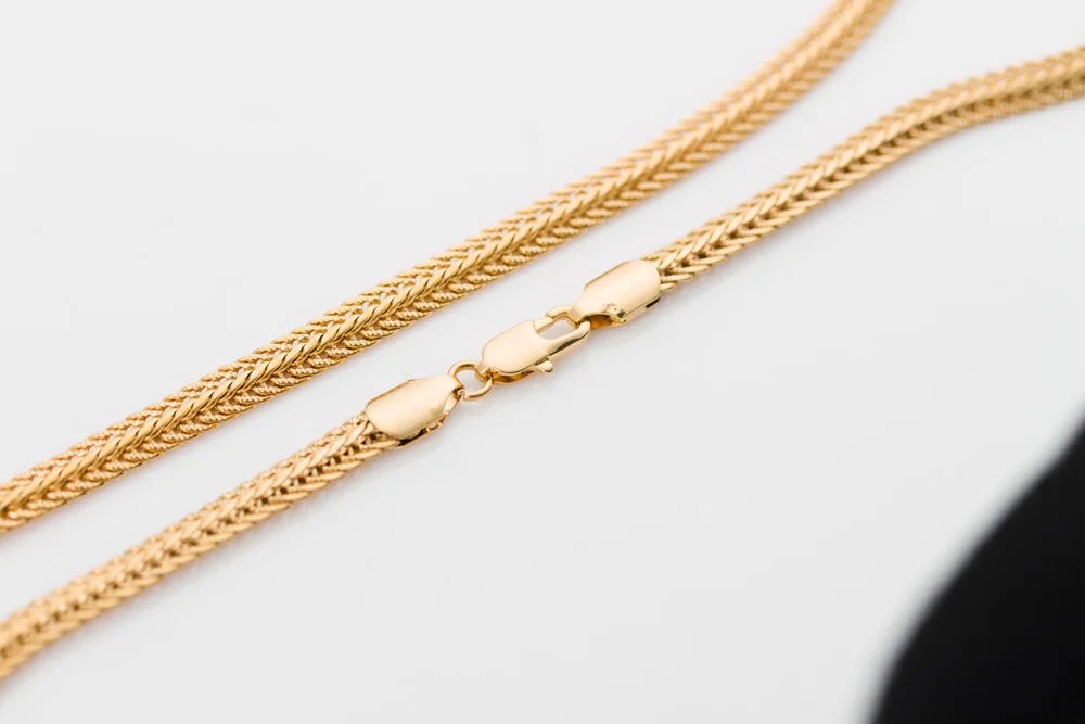

High quality serpentine snake chain plated filled gold double necklace width 5.9mm fine workmanship couple jewelry