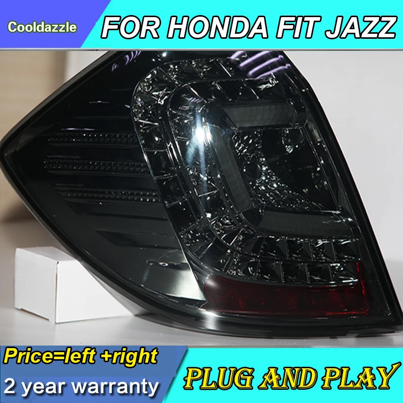 Для Honda Fit Jazz светодиодный задний фонарь Хэтчбек 2009 2010 2011 2012 год дымовые черные задние фонари задний фонарь стояночный сигнал поворота