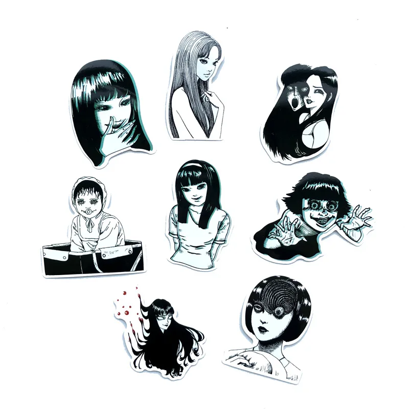 21 pcs Horror Comic Fujiang Black and White Thriller Horror Style Toy Sticker Luggage Trolley Laptop Sticker Doodle Sticker