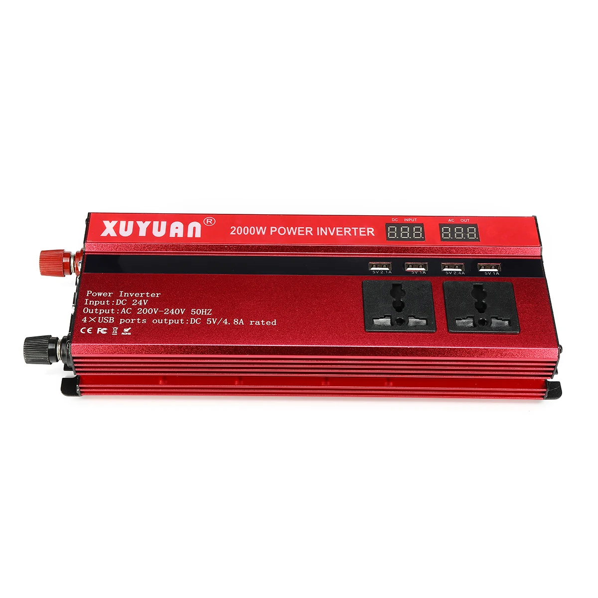 

2000W 4UBS 2 AC LED Display Power Inverter DC 24V to AC 220V LED Outlets Converter 0.8 Efficiency Fully Protective Circuit