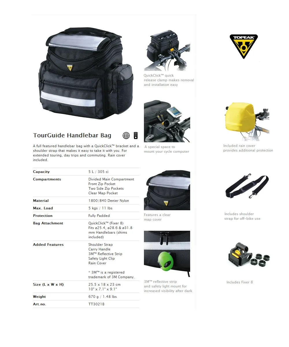 Cheap Topeak TT3022 TT3021 TourGuide Handlebar Bag for Bicycle Camera Bag Bike Front Tube Pannier Mountain Bike Cycling accessory 1