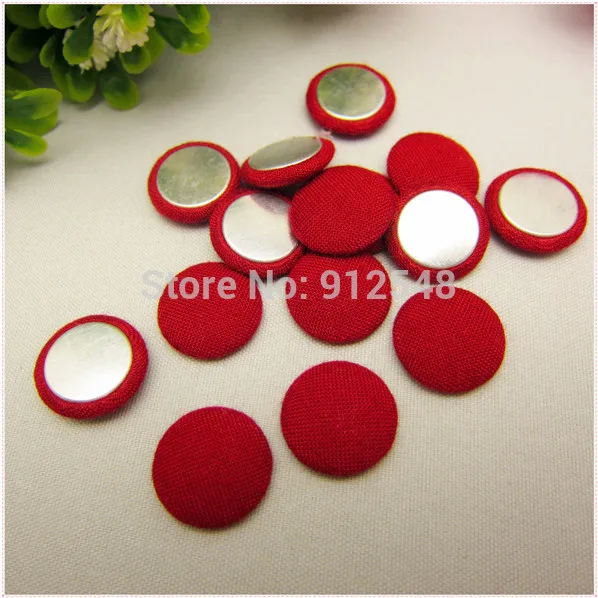 50 pcs 15mm Solid Fabric Covered flat back Buttons, Cloth Covered