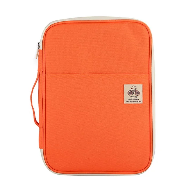 А4 сумка для хранения документов, водонепроницаемая ткань Оксфорд, многофункциональная деловая сумка-Органайзер, папка для файлов, канцелярский Органайзер на молнии - Цвет: Оранжевый