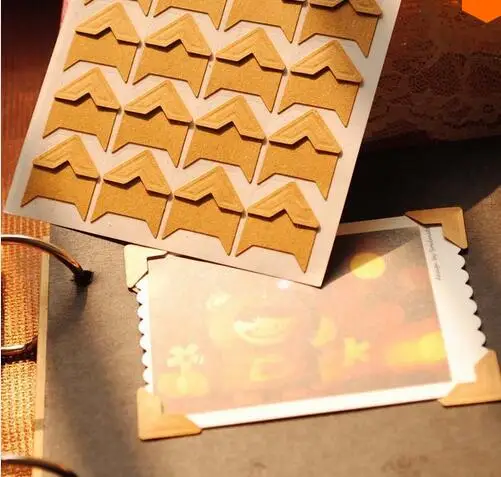 120 pcs/lot (5 sheets) DIY Vintage Corner kraft Paper Stickers for Photo Albums Frame Decoration Scrapbooking Free shipping 604 kraft paper