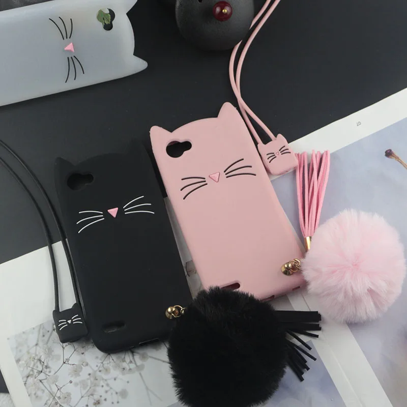 Cute 3D Cartoon Silicon for LG Q6 Cases Japan Glitter Beard Cat Lovely Ears Kitty Phone Cover for LG Q6 Plus Q6+ Q6 Alpha