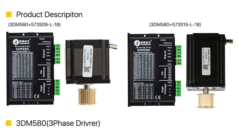 Cloudray Leadshine 3 фазы шагового двигателя 573S09-L-18/573S15-L-18+ Драйвер шагового двигателя 3DM580 для CO2 лазерный станок для гравировки и резки